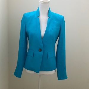 Veronica Beard Miles Dickey Blazer Jacket Linen Turquoise size 0